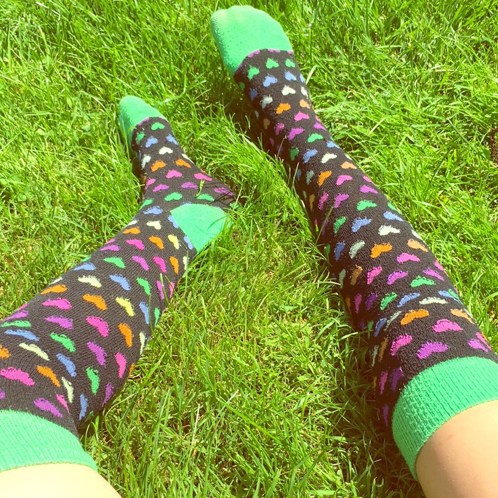 Knee high rainbow socks